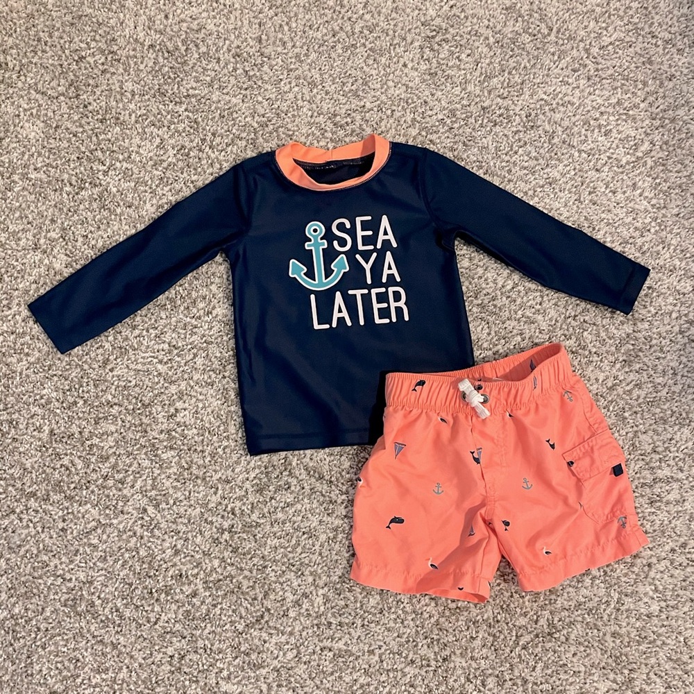 Carter’s 18 month rash guard swim set